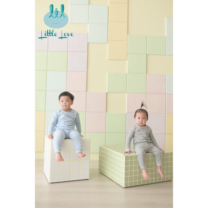 [CHÍNH HÃNG] Bộ dài tay nỉ bông mix gấu trắng hoạ tiết trẻ em thu đông Little Love