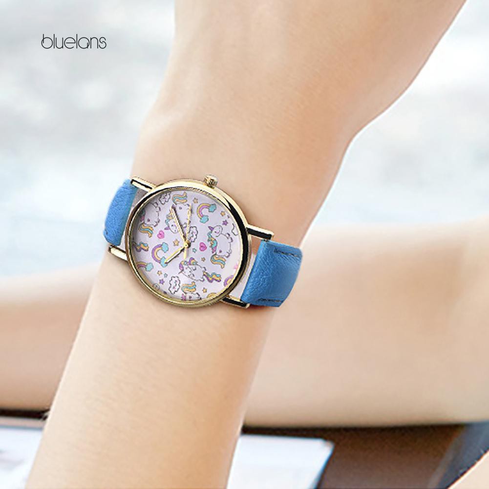 Đồng hồ dây giả da hình ngựa Unicorn xinh xắn