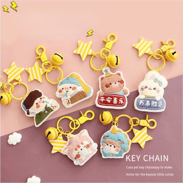 Móc Khóa Tự Thêu Thủ Công diy An Toàn Cho Cặp Đôi