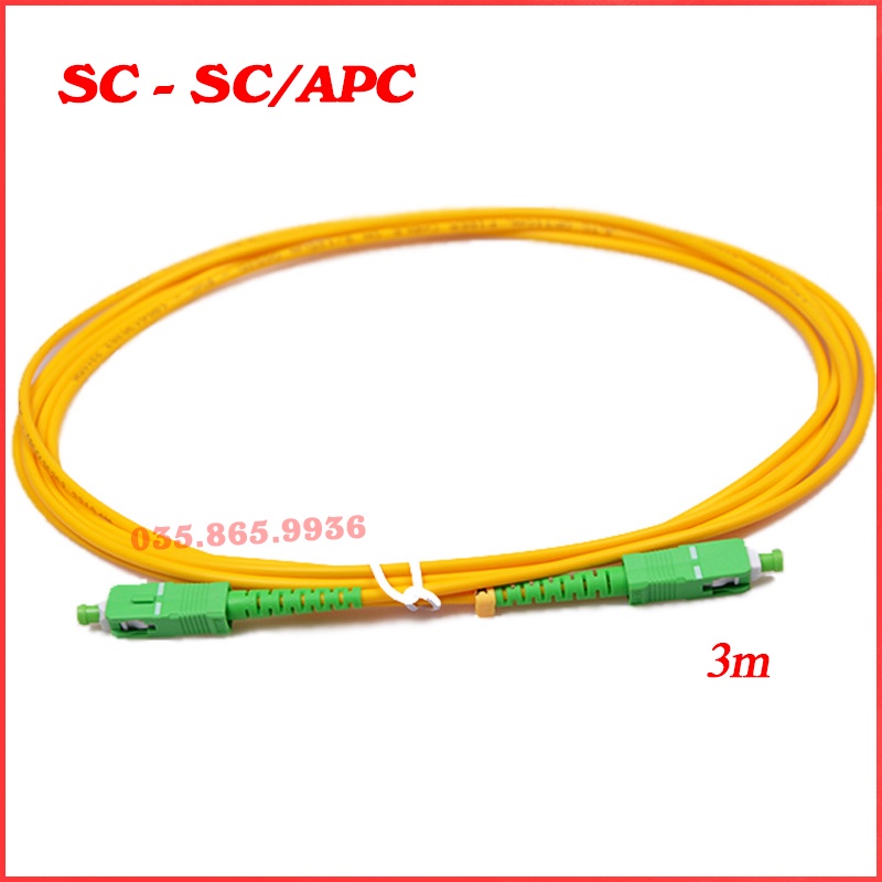 Dây nhảy quang SC-SC APC chiều dài 3m | Đấu nối sợi cáp quang Ftth GPON AON