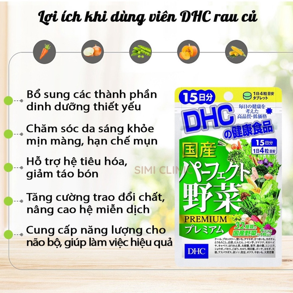 Viên uống rau củ DHC Nhật Bản bổ sung chất xơ vitamin khoáng chất từ rau củ giảm nóng trong táo bón mụn làm đẹp da