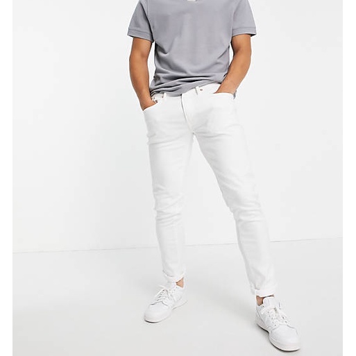 Quần jean nam trắng trơn & rách vải jeans co dãn, dày dặn, form slimfit | BigBuy360 - bigbuy360.vn