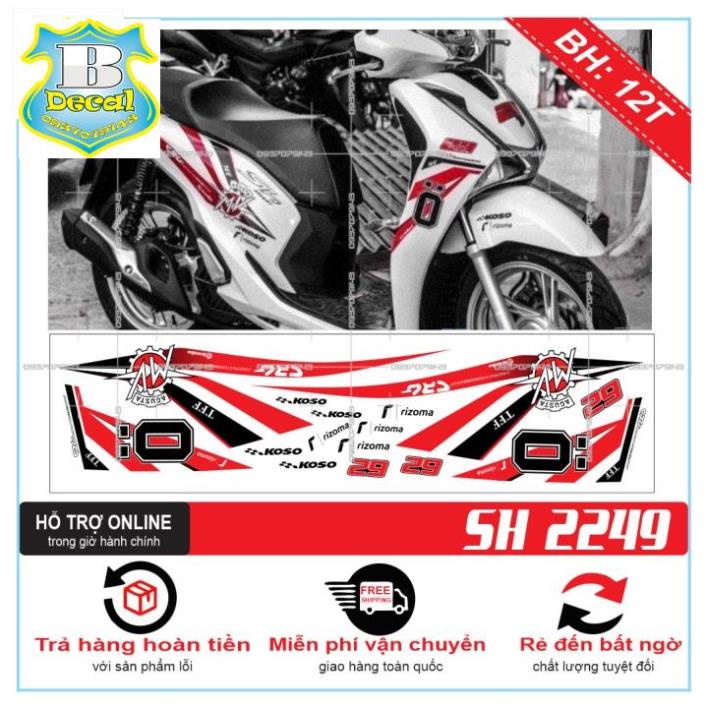 ( Quí khách vui lòng mang ra tiệm cho thợ dán ) Tem SH 2019 OHLINS TRẮNG ĐỎ [Bi Decal]