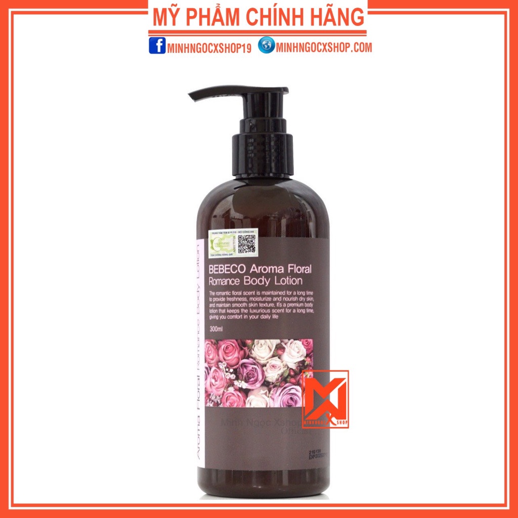 Sữa dưỡng thể BEBECO, sữa dưỡng thể sáng da hương thơm lãng mạn BEBECO AROMA FLORAL ROMANCE BODY LOTION 300ml chính hãng