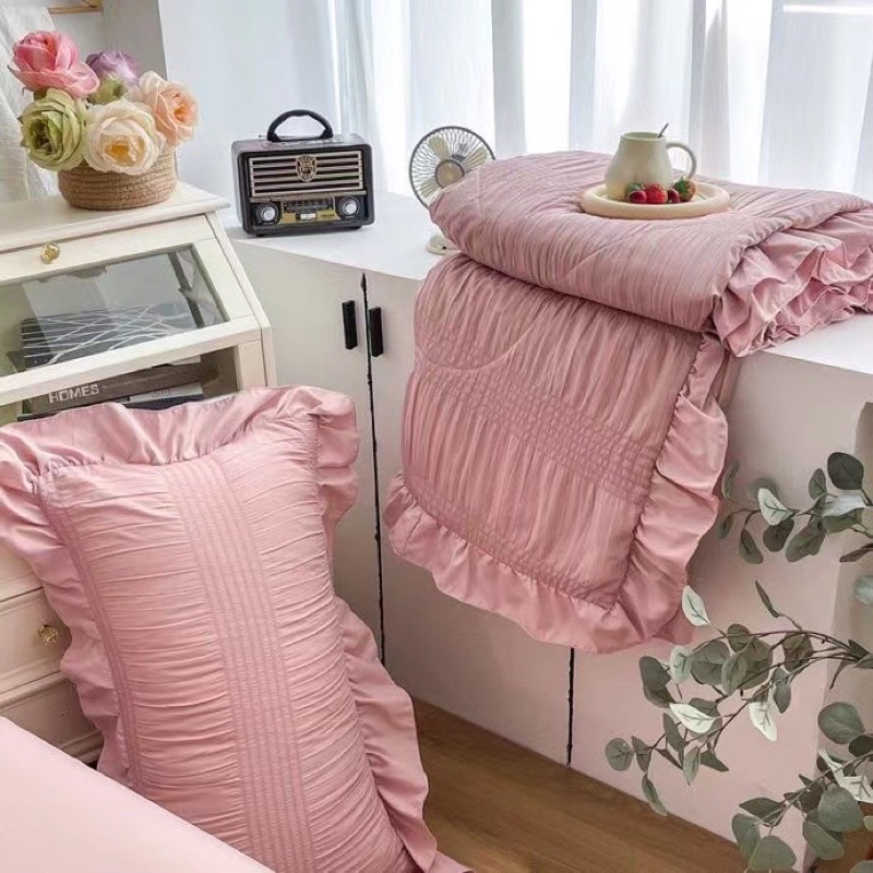 BỘ CHĂN GA GỐI COTTONG ĐŨI BÈO MÂY HÀN QUỐC 1 màu công chúa siêu xinh