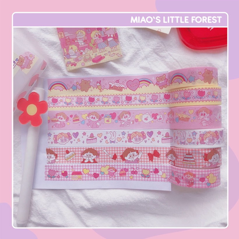 Washi tape MIAO'S LITTLE FOREST băng dính Cute Korean Girl dài 5m trang trí sổ tay bullet journal