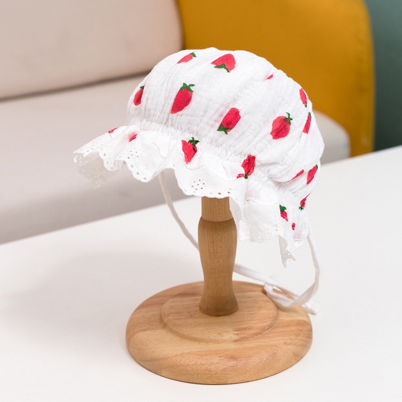 Mũ Cotton Mềm In Họa Tiết Quả Dâu Thời Trang Xuân Hè Cho Bé Sơ Sinh