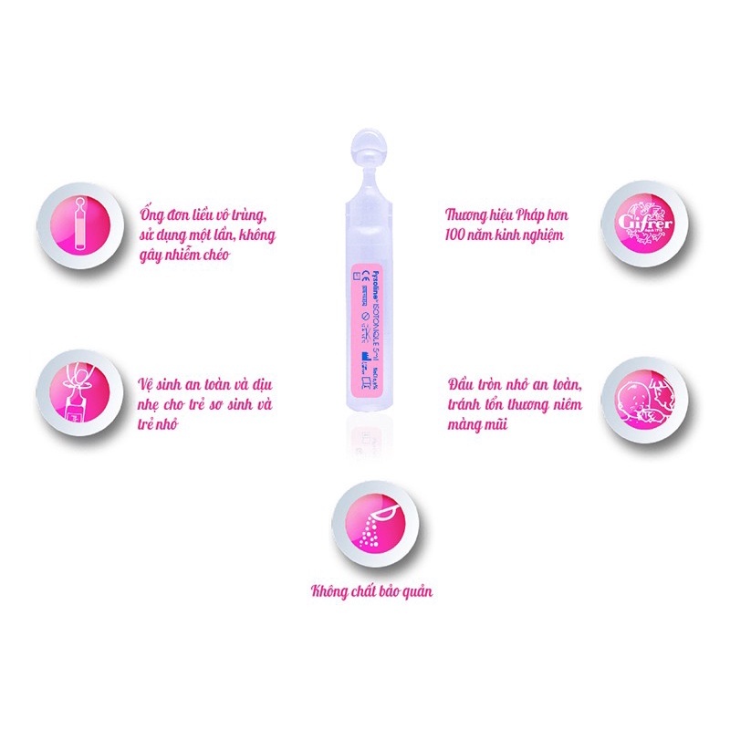 Fysoline Isotonique (Fysoline Hồng) - Nước muối sinh lý (Pháp) giúp vệ sinh mắt, mũi, miệng cho bé