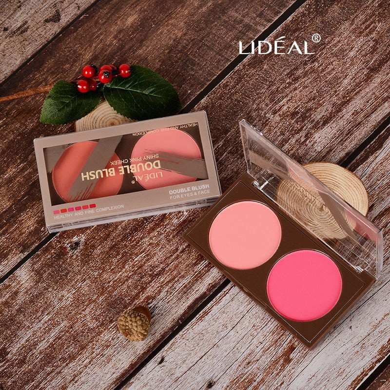 Phấn Má Hồng Mịn Lì 2 Ô Màu LIDÉAL Double Blush Shiny Pink Cheek NO.LD3097