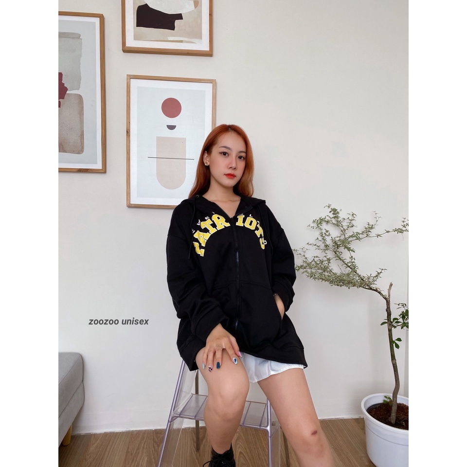 Áo khoác nỉ bông Hoodie Zip PATRIOTS form rộng unisex nam nữ (Ảnh thật/Có sẵn) 1hit_Unisex