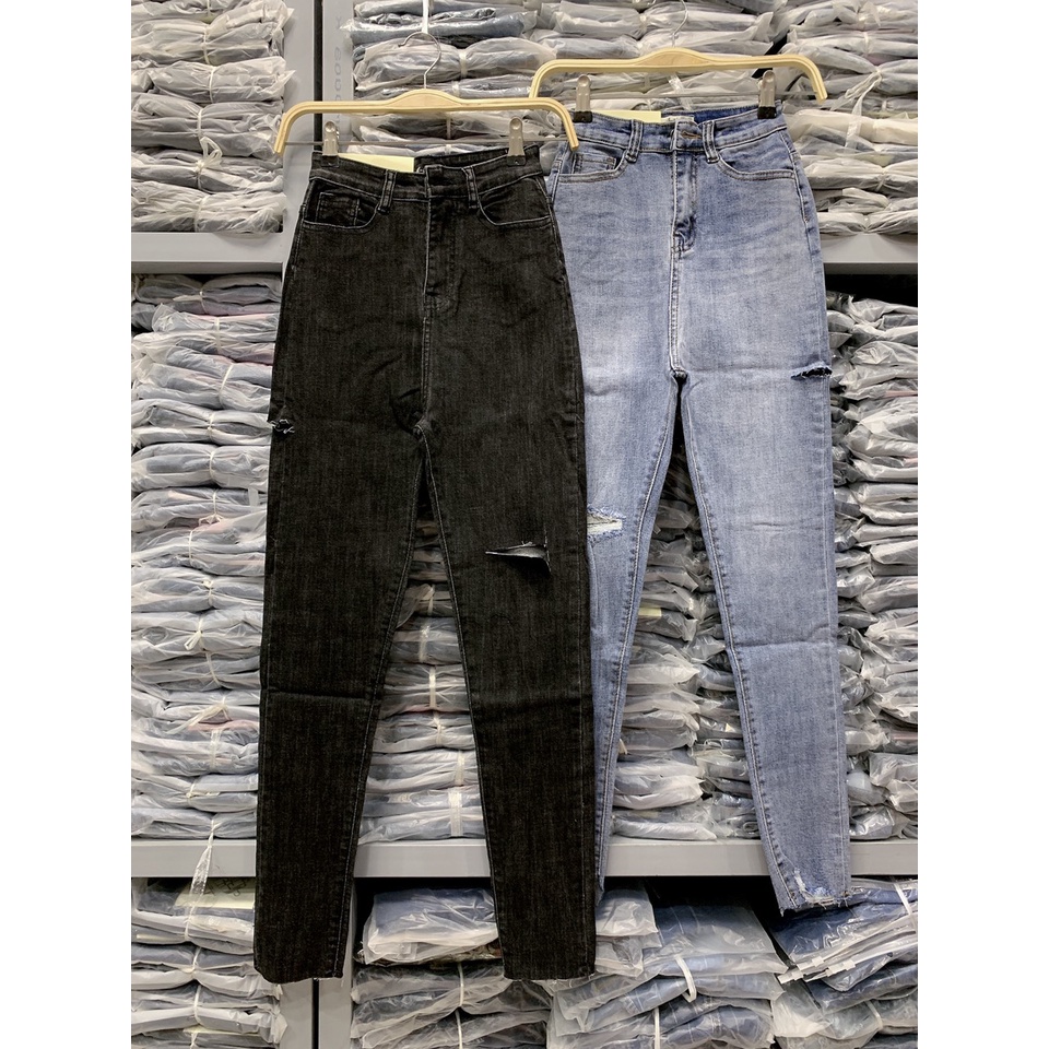 Quần Jean nữ lưng cao ôm co dãn, quần bò cạp cao ôm hai túi tròn phom ôm | BigBuy360 - bigbuy360.vn