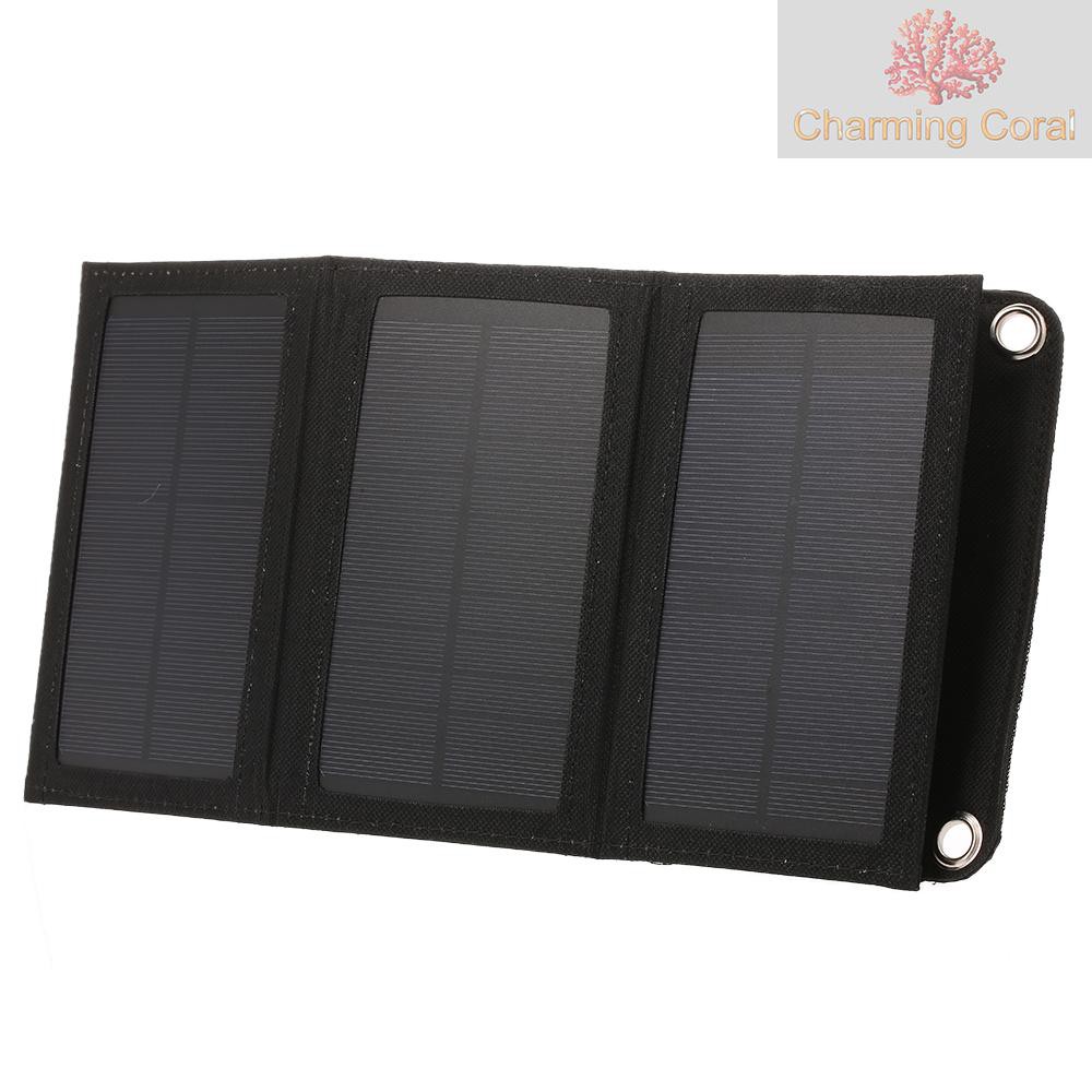 【char】10W/5V Portable Solar Charger With USB Port Foldable 5 Solar Panel Camping Hiking Travel Compact Solar Power Phone Charger For Tablet Laptop Cellphones Camouflage