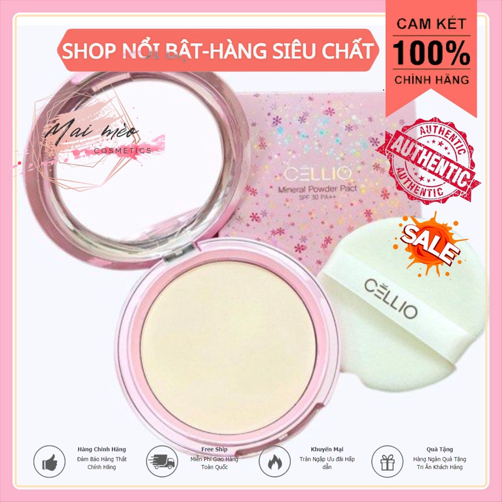 Phấn phủ kiềm dầu 2 Lõi Cellio Shining Ex Twoway CakE