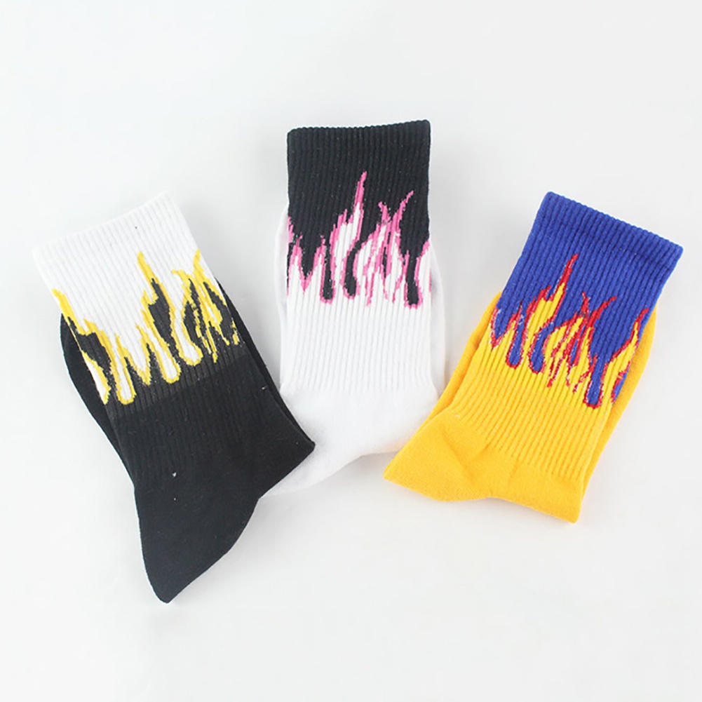 Tất Cotton Cổ Trung Họa Tiết Ngọn Lửa Độc Đáo Cho Nam Và Nữ