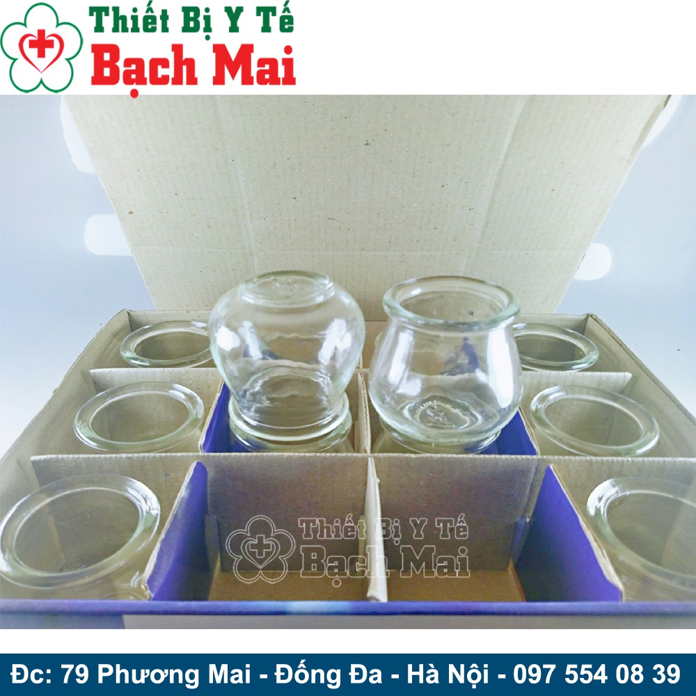 Bộ 12 Ống Giác Lửa Thủy Tinh Cẩm Đạt + Kèm Cây Châm Lửa