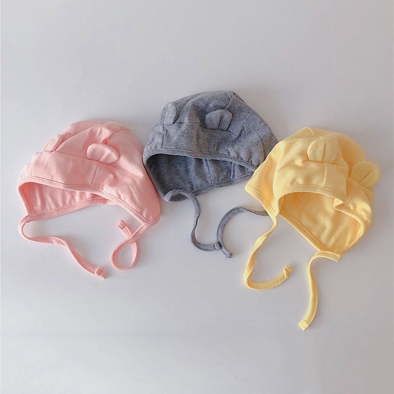 Mũ beanie giữ ấm màu trơn hình tai gấu dễ thương cho bé