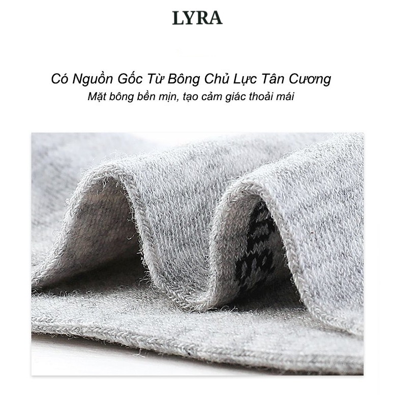 Tất trơn cổ ngắn unisex nam-nữ LYRA chất cotton thoáng mát, đồ dài phù hợp style Hàn Quốc màu đen-trắng-ghi - VXYPK001