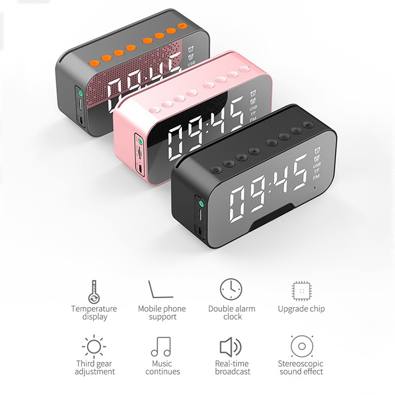 Loa Bluetooth Amoi G5 có đồng hồ báo thức gương vỏ kim loại
