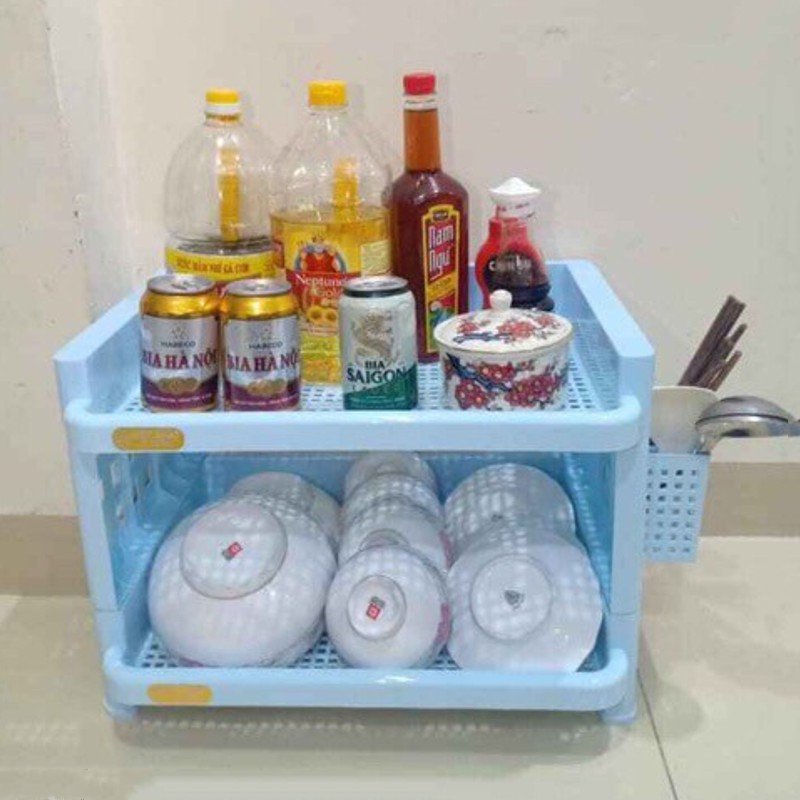 Kệ úp bát đĩa 2 tầng nhựa Việt Nhật cao cấp No 5528-2,giá úp bát nhà bếp có khay thoát nước tiện lợi