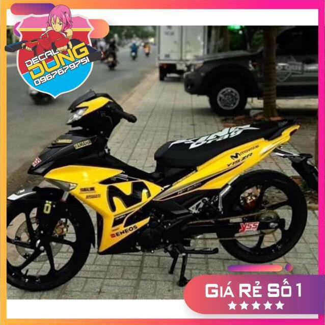 Tem xe ex 150 Movistar tem đen dán xe vàng 3 lớp cao cấp