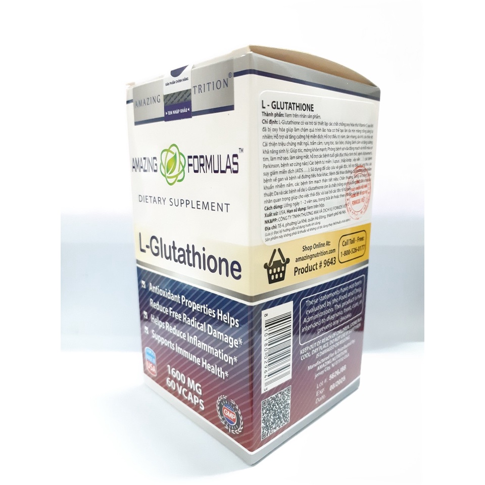 [ Chính hãng] Glutathion 1600mg lọ 60 viên