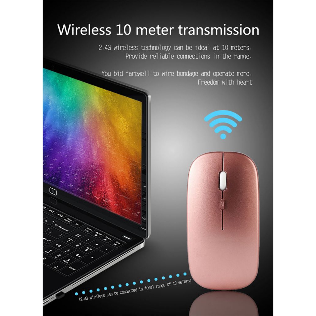 2.4G Wireless Mouse Bluetooth 5.0 Silent Dual Mode Rechargeable Mouse ABS+Metal Ⓡ