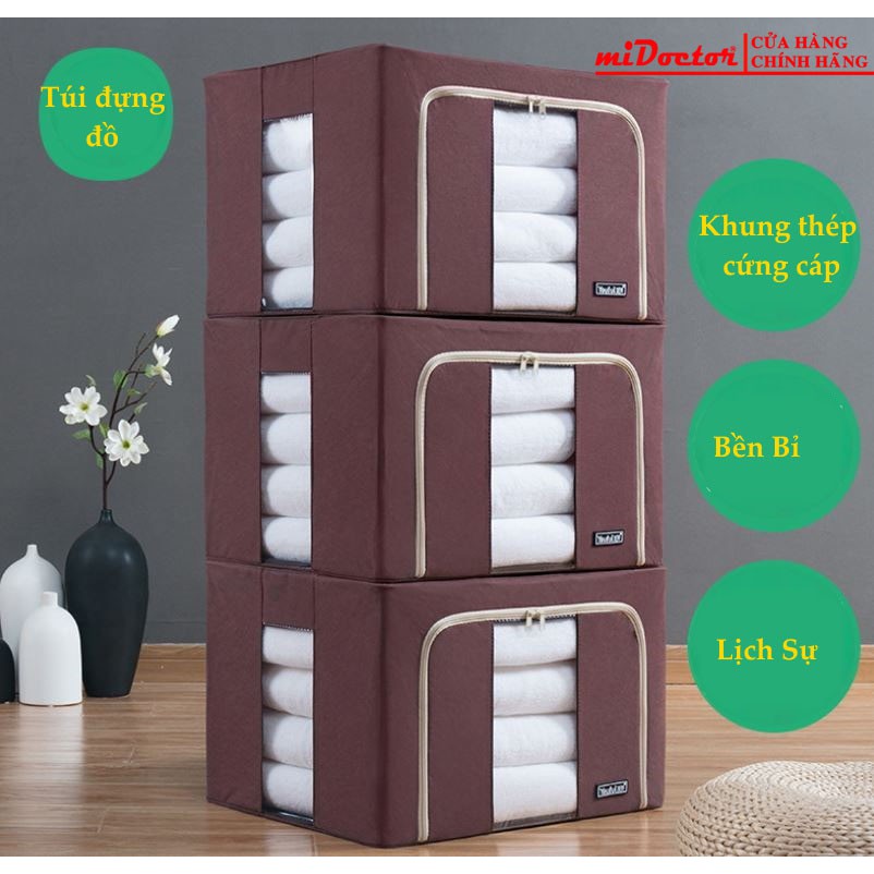 Hộp vải đựng quần áo, chăn màn khung thép miDoctor dung tích 66L