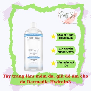 (CHÍNH HÃNG)Nước tẩy trang làm sạch dành cho da khô mất nước DERMEDIC HYDRAIN3 HIALURO Micellar Water H2O 200ml 500ml