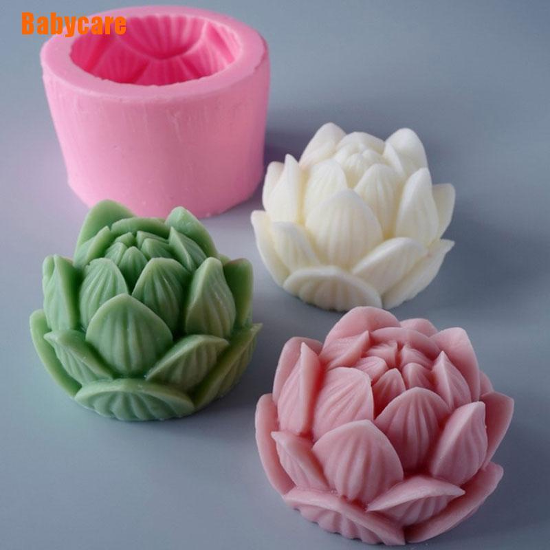 Khuôn Silicone Làm Nến / Xà Phòng Hình Hoa Sen 3d diy