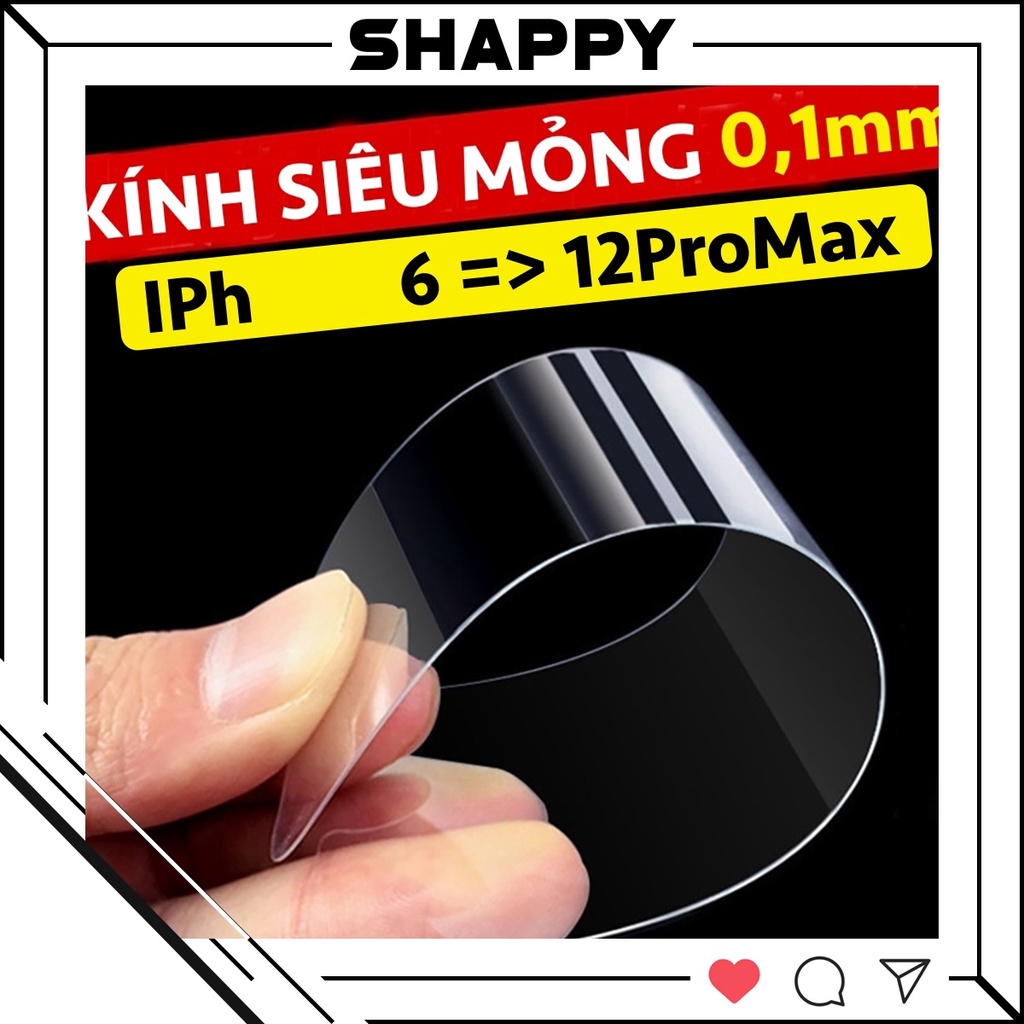 Kính Cường Lực IPhone Siêu Mỏng 0.1MM Không Viền 6/6Plus/7/8/7Plus/8Plus/X/XS/XR/XsMax/11Pro/11/11ProMax [Shappy Shop]