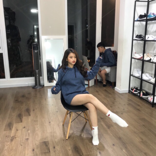 Hoodie xanh xước  ( form rộng unisex )