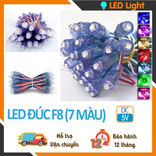 LED Đúc F8 đế 12 - 7 MÀU (50 BÓNG/DÂY)