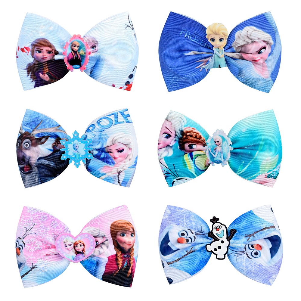 Kẹp tóc KIDSBOWS in hình công chúa băng giá cho bé gái 4.7 inch