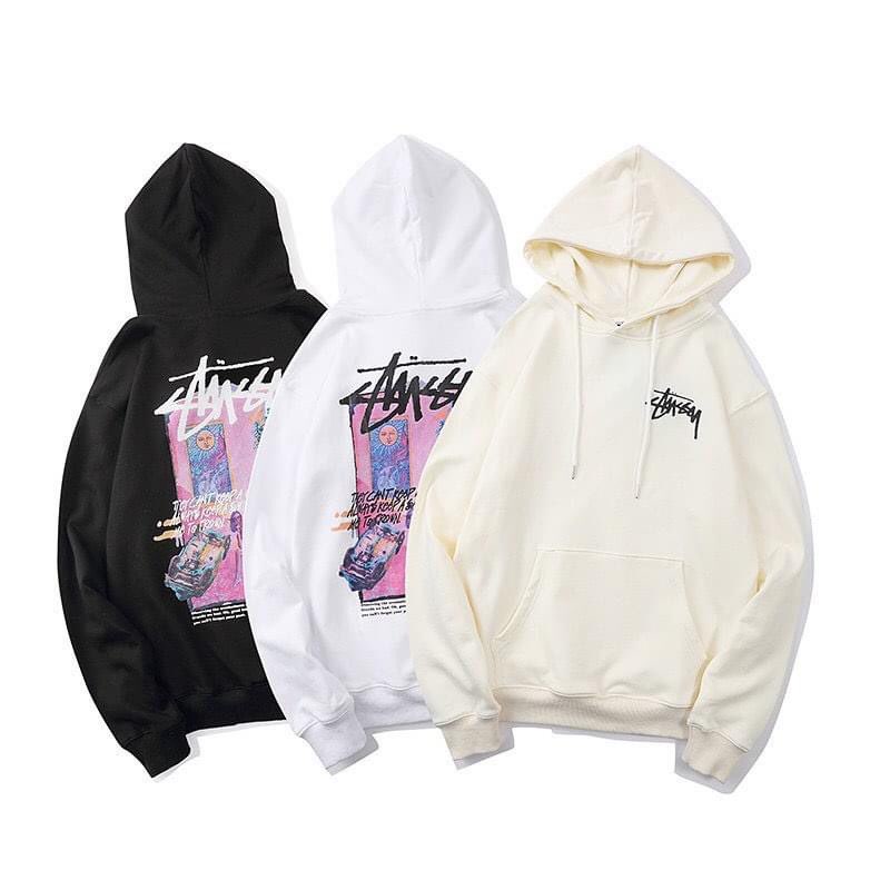 [Best Quality] Áo Hoodie Stussy SS2021, Áo Stussy, chất liệu nỉ da cá, 3 màu Đen, Trắng, Kem BapeVN