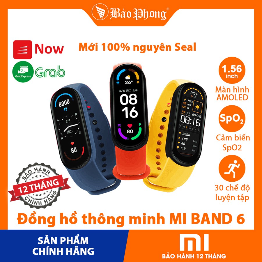 Đồng hồ thông minh XIAOMI Mi Band 6 Vòng đeo tay Miband 6 đo sức khoẻ tập thể dục thể thao chính hãng thông minh giá rẻ