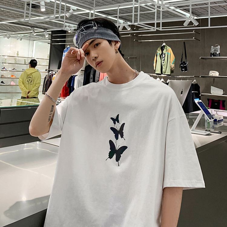 Áo thun Phản Quang 7 Màu Tay Lỡ Unisex Nam Nữ Bướm 1