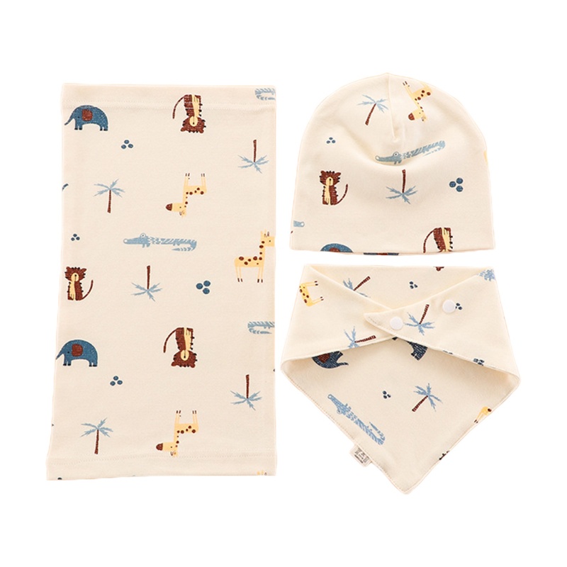 Set 3 Món Nón Khăn Choàng Cổ Và Yếm Ăn Bằng Vải Cotton Thời Trang Thu Đông Dành Cho Trẻ Sơ Sinh