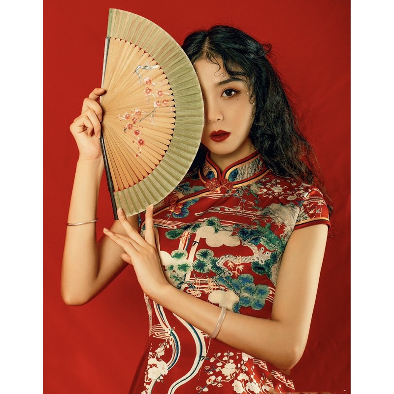 sườn xám cách tân đỏ có sẵn