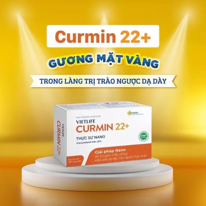 Vietlife Curmin 22+ Hỗ trợ giảm đau dạ dày và các triệu chứng viêm loét, trào ngược, ợ hơi