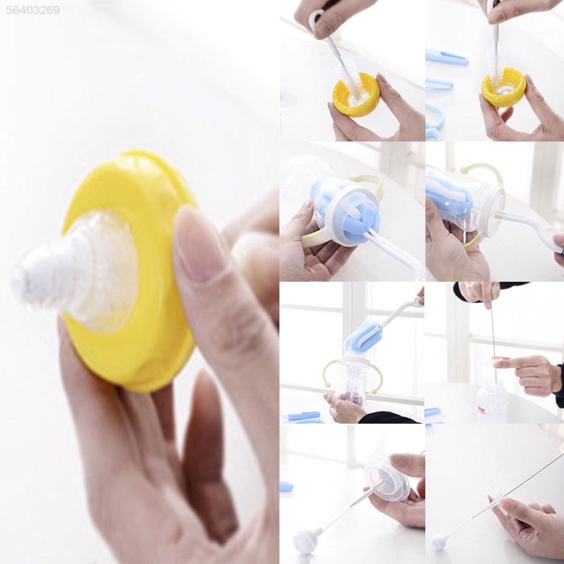 [ Freeship Đơn 50K siêu hot ] Cọ rửa bình sữa, rửa bình nước, rửa bát 4 chi tiết - vệ sinh sạch sẽ Moonship