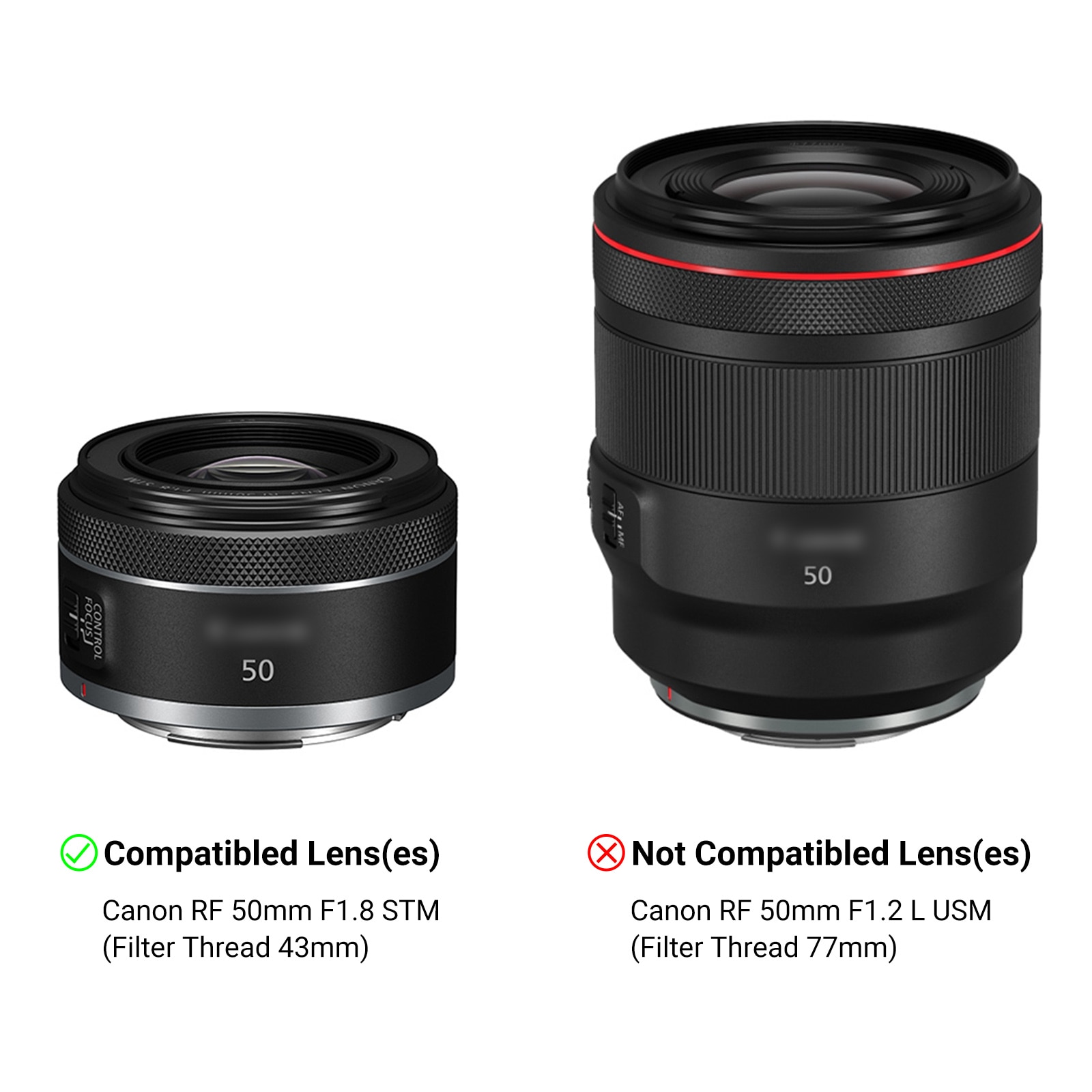 Mũ Trùm Ống Kính Jjc Cho Thấu Kính Canon Rf 50mm F1.8 Stm Eos R6 Ra R Rp R5 C70 Es-65B