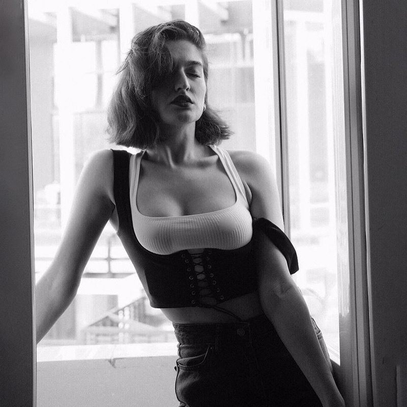 Thời Trang Áo tank top Tay Dài Màu Trơn Phối Nút + Dây Cột Thiết Kế Cá Tính Cho Nữ