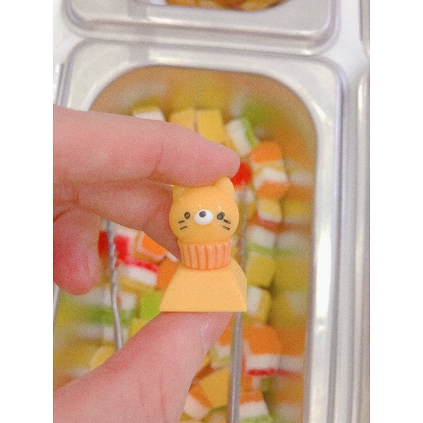 Keycap thỏ trắng, mèo vàng xinh xắn