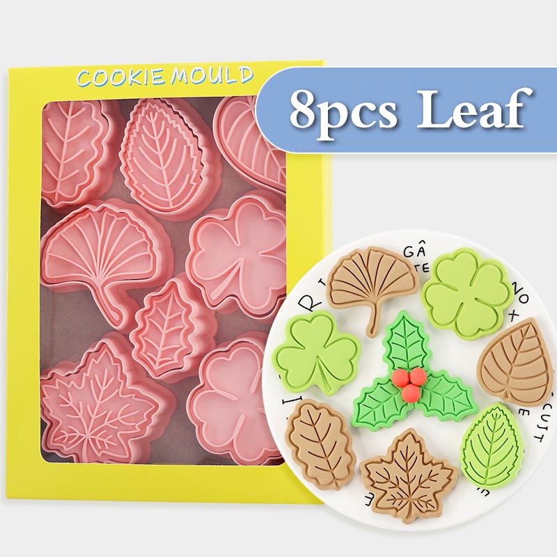 Set 8 Khuôn Cắt Bánh Quy Bằng Nhựa Tạo Hình Lá Phong Tiện Dụng