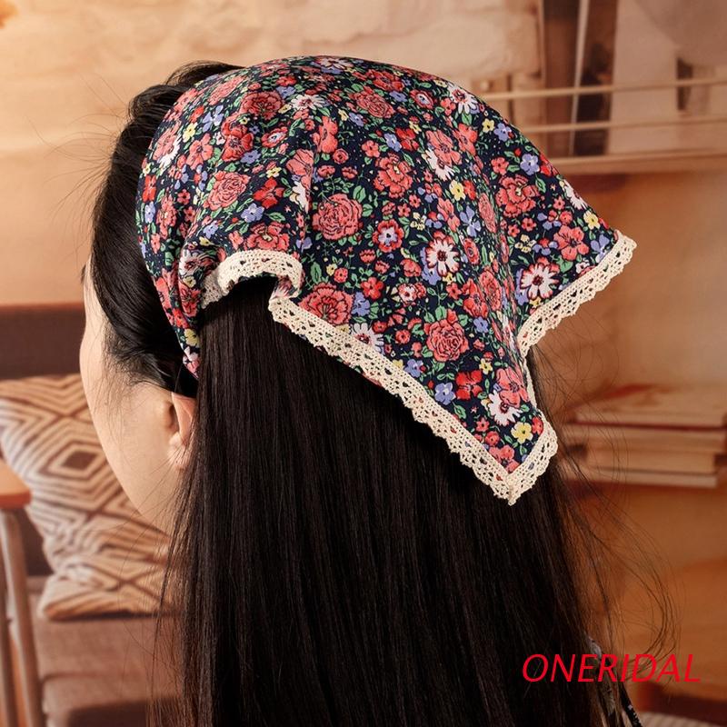 Băng Đô Cài Tóc Phối Ren In Hoa Hình Tam Giác Thời Trang Cho Nữ Y2K