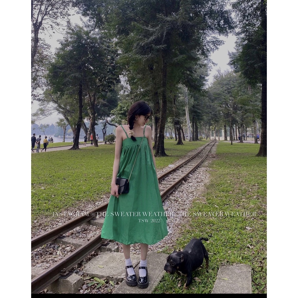 Đầm 2 dây dáng dài hở lưng trơn dây tết cách điệu nhiều màu mặc đi chơi đi biển cực đẹp