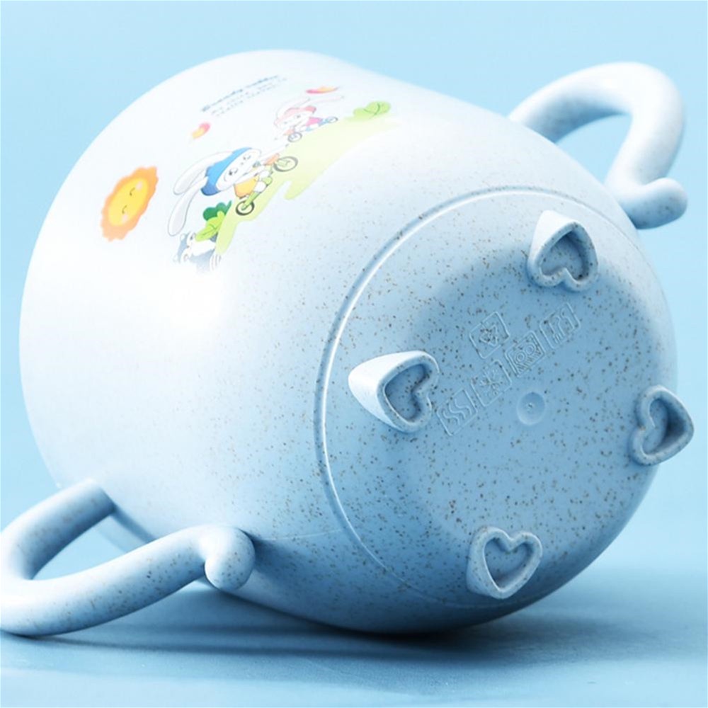 Bình Uống Nước Bằng Lúa Mạch 270ml Họa Tiết Hoạt Hình Dễ Thương Chống Rơi Kèm Nắp Cho Bé