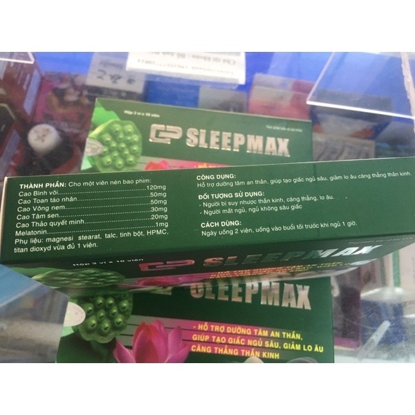Sleep Max, Viên ngủ ngon, Hỗ trợ giấc ngủ ngon, dưỡng tâm an thần giảm lo âu căng thẳng không hại cho sức khỏe