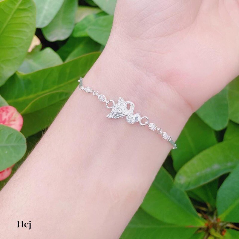 LẮC TAY BẠC MẶT HỒ LY CAO CẤP