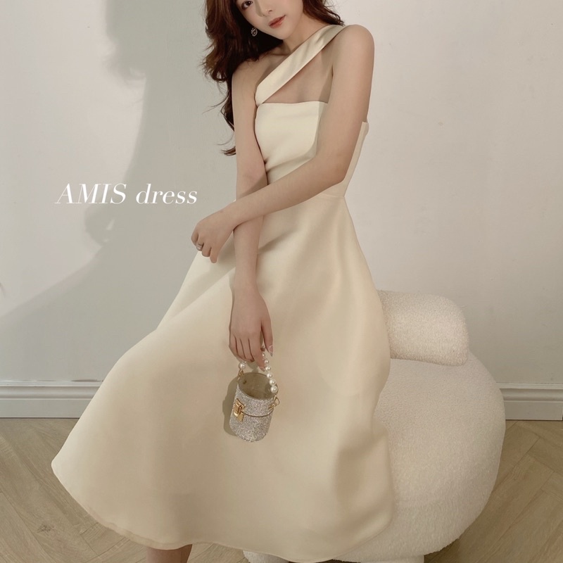 Váy Cup ngực dáng dài dự tiệc H.I.U ROOM, AMIS nude dress dáng chữ A tiểu thư thanh lịch H.I.U design 2021. | BigBuy360 - bigbuy360.vn